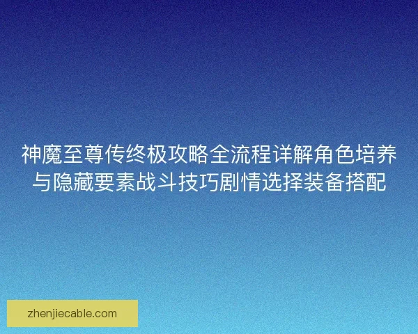 神魔至尊传终极攻略全流程详解角色培养与隐藏要素战斗技巧剧情选择装备搭配