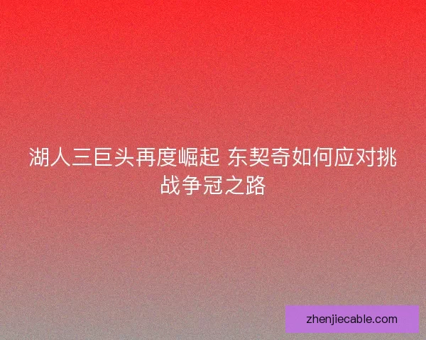 湖人三巨头再度崛起 东契奇如何应对挑战争冠之路