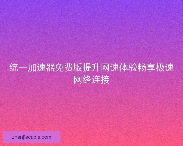 统一加速器免费版提升网速体验畅享极速网络连接